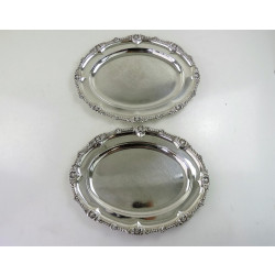 Pair Silver Meat Plates London 1842 by Garrards