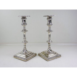 Pair William Cafe silver candlesticks London 1767 Georgian