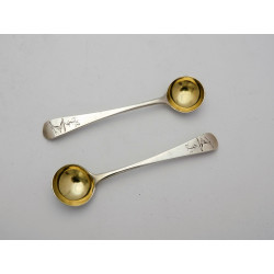 Pair York silver salt spoons by Hampston Prince and Cattles