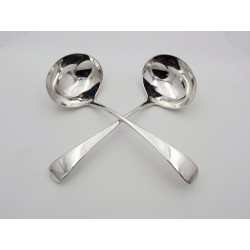 Pair York silver sauce ladles by Hampton Prince Cattles