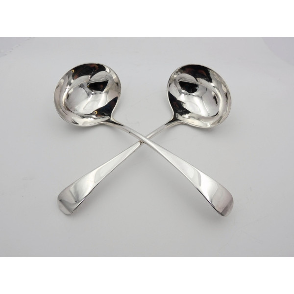 Pair York silver sauce ladles by Hampton Prince Cattles