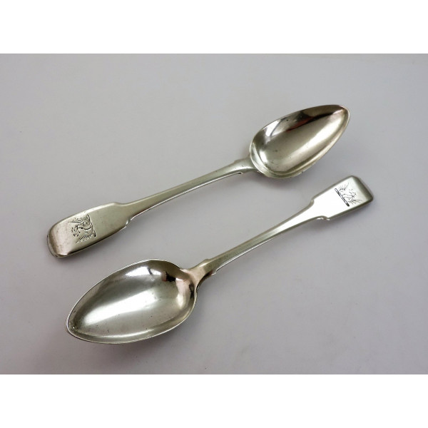 Pair York silver table spoon Cattle Barber 1810