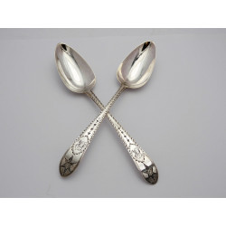 Pair bright cut star Irish silver table spoons Dublin 1798 John Power