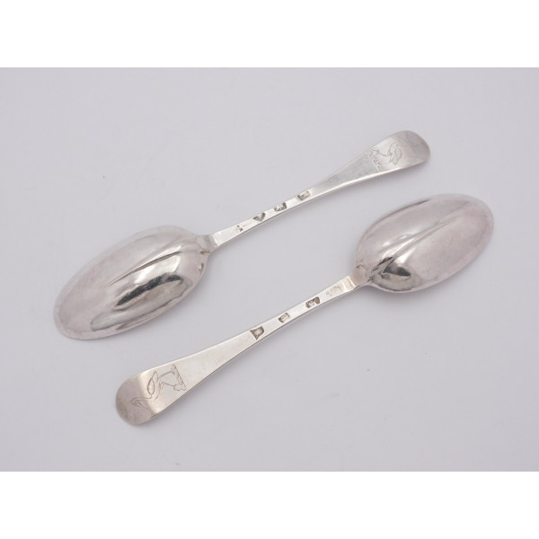 Pair rattail silver table spoons 1726