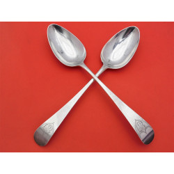 Pair silver Hester Bateman georgian table spoons 1787
