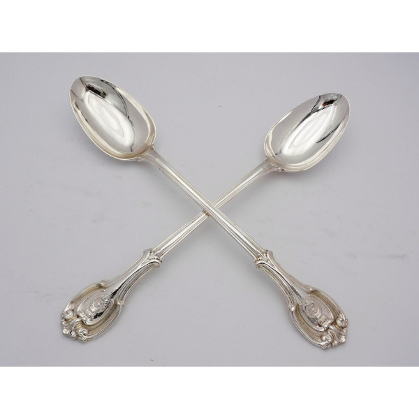 Pair silver Lancashire regiment basting spoons London 1837