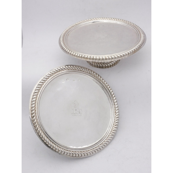 Pair silver tazzae London 1693 John Cory