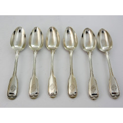 Paul Storr silver teaspoons 1813 fiddle and thread armorial
