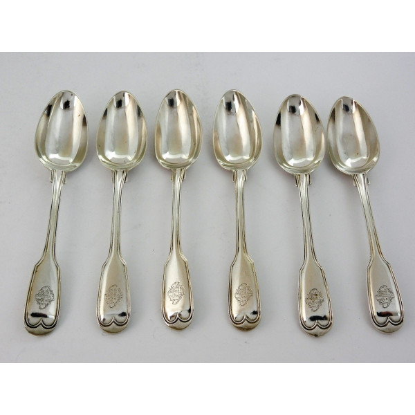 Paul Storr silver teaspoons 1813 fiddle and thread armorial