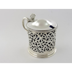 Pierced silver mustard pot London 1875