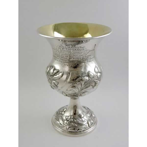 Presentation silver goblet London 1844 Brig Colina