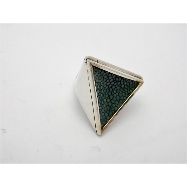 Pyramidal silver and shagreen box by James Dougall