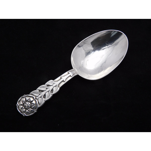 RE Stone silver caddy spoon 1960
