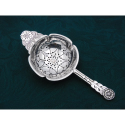 RE Stone silver teastrainer Elizabeth II coronation