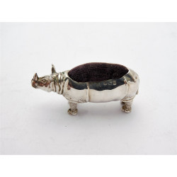 Rhinoceros silver pin cushion Birmingham 1908