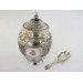 SIlver tea caddy and spoon London 1872 by Barnards