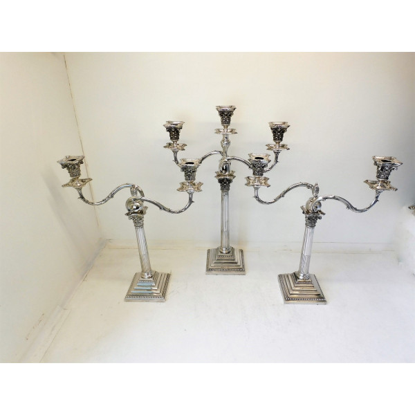 SUITE OF SILVER CANDELABRA LONDON 1879