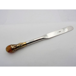 Sampson Mordan silver and agate paper knife 1901