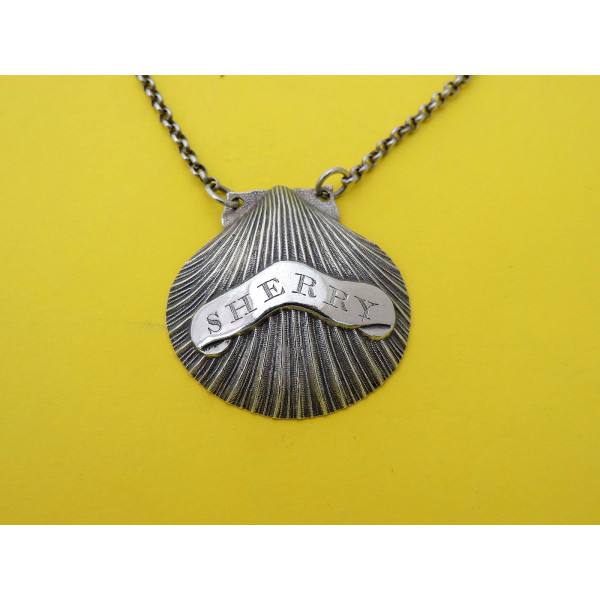 Scallop Silver Sherry Wine Label 1825 by Joseph Willmore