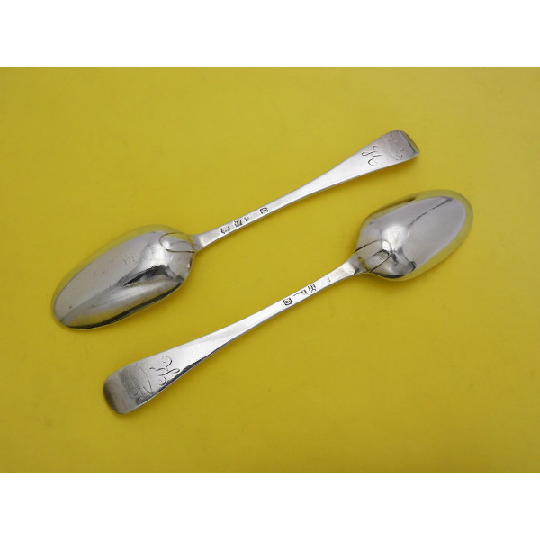 Scottish silver pair Hanoverian table spoons Edinburgh 1758
