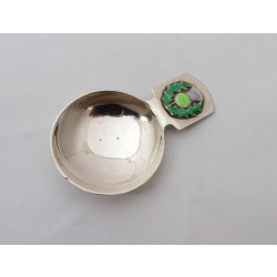 Scottish theme silver enamel caddy spoon