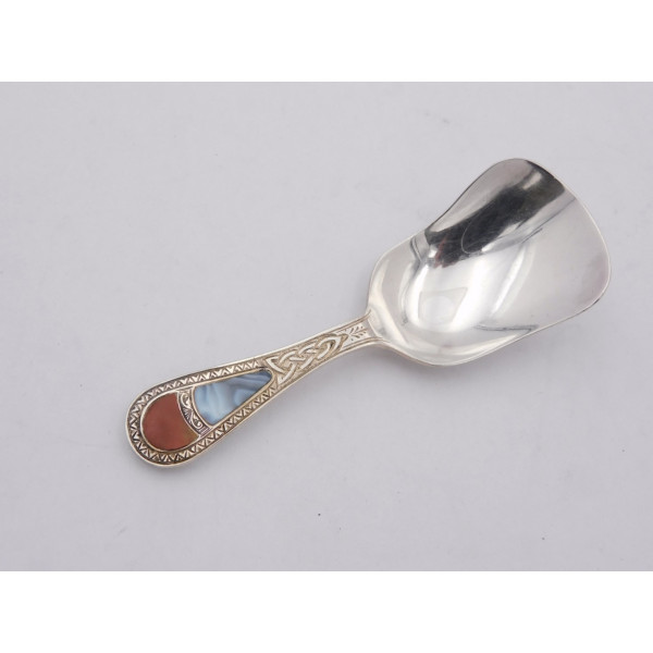Scottish themed silver caddy spoon by J Cook