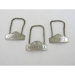 Set of 3 Irish silver wine labels Cork by John Toleken