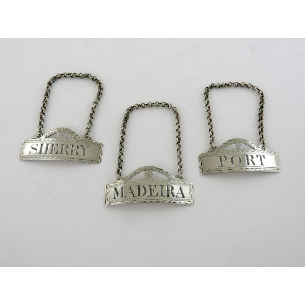 Set of 3 Irish silver wine labels Cork by John Toleken