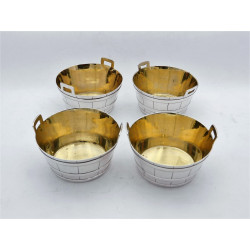 Set of 4 Novelty silver barrel salt pots