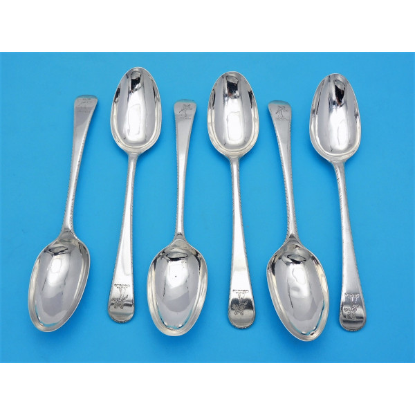 Set of 6 Boulton and Fothergill silver dessert spoons Birmingham 1777