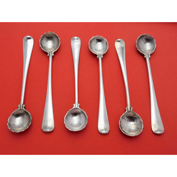 Set of 6 Georgian silver salt spoons Hanoverian