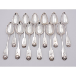 Set of Elgin silver dessert spoons Charles Fowler