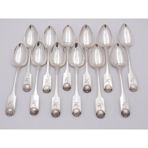 Set of Elgin silver dessert spoons Charles Fowler