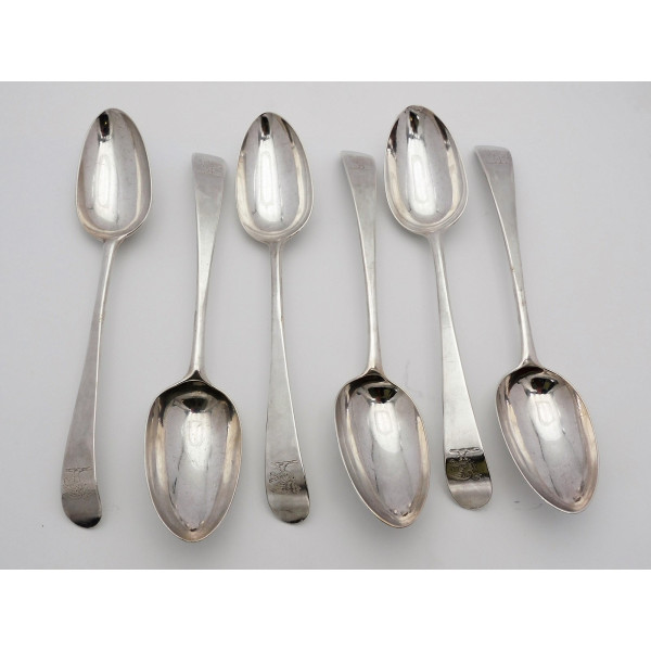 Set of Hester Bateman silver table spoons Old English 1782