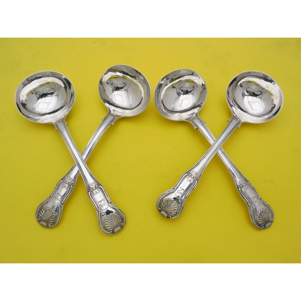 Set of four silver Kings Hourglass sauce ladles london 1820 Francis Higgins