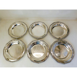 Set of six silver soup plates London 1895 by Robert Garrard