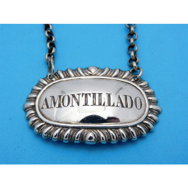 Silver Amontillado Wine Label London 1871 William Summers