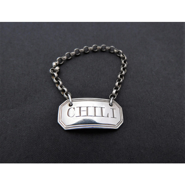 Silver Chili sauce label London by Phipps Robinson