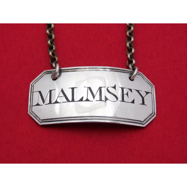 Silver Malmsey wine label by Elizabeth Morley