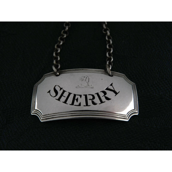 Silver Sherry wine label by Robert Barker