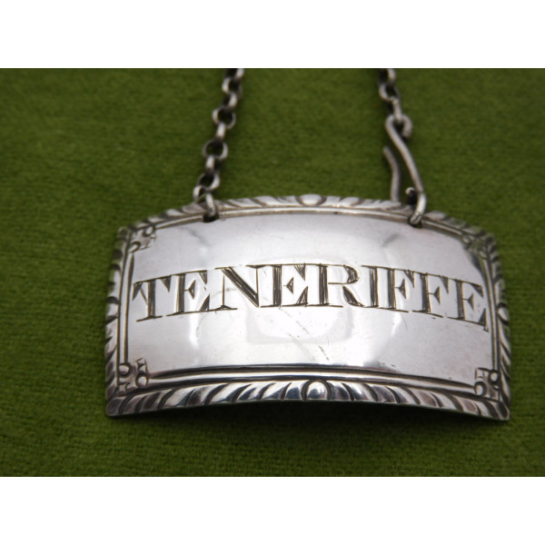 Silver Teneriffe wine label by Susanna Barker