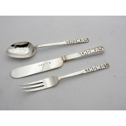 Silver Thomas Christening set London 1938 RE Stone