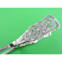Silver asparagus tongs London 1899