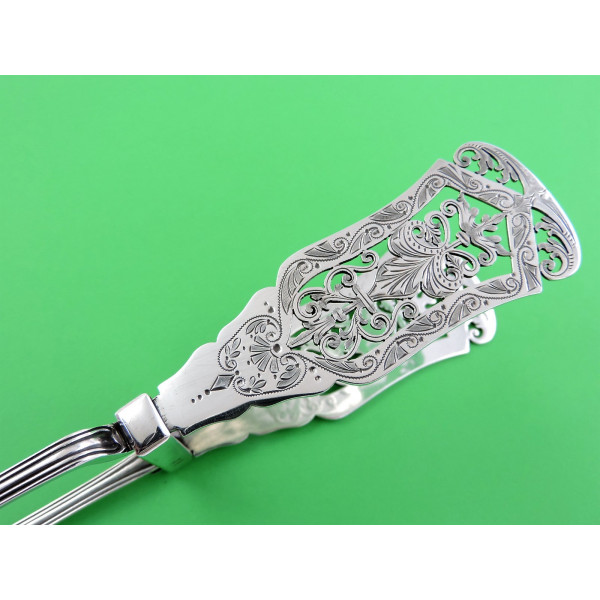 Silver asparagus tongs London 1899