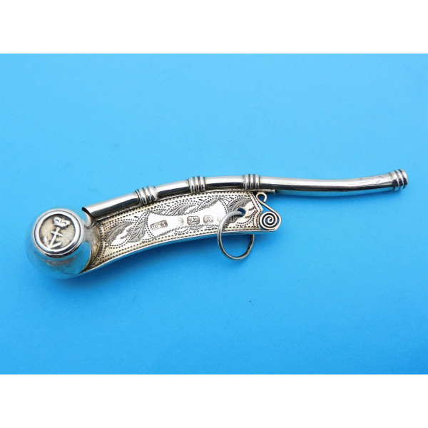 Silver bosuns whistle Birmingham 1859 HT