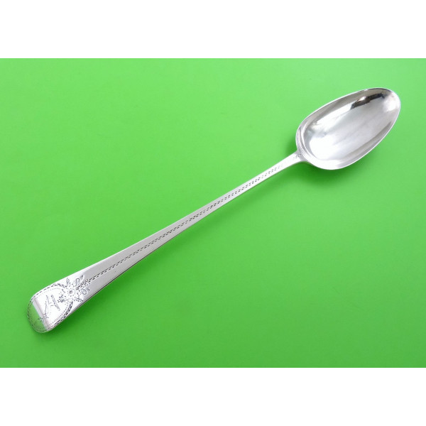Silver bright cut engraved silver basting spoon London 1782 William Sumner
