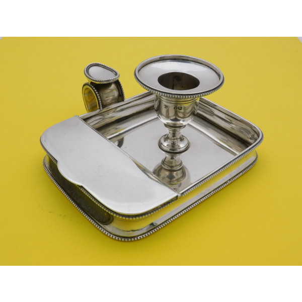 Silver chamberstick vesta case London 1887 William Leuchars