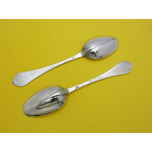 Silver dog nose table spoons by William Scarlett