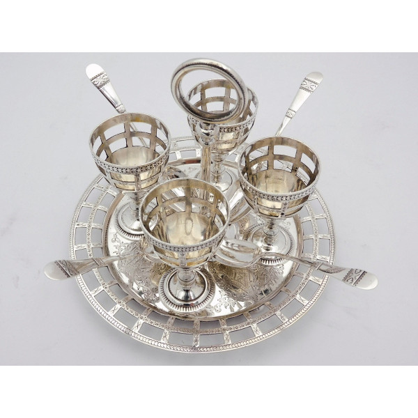Silver egg cruet Sheffield 1868 by Martin Hall