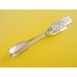 Silver fiddle thread asparagus tongs 1846 by Savoury